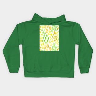 Watercolor doodle leaves pattern white Kids Hoodie